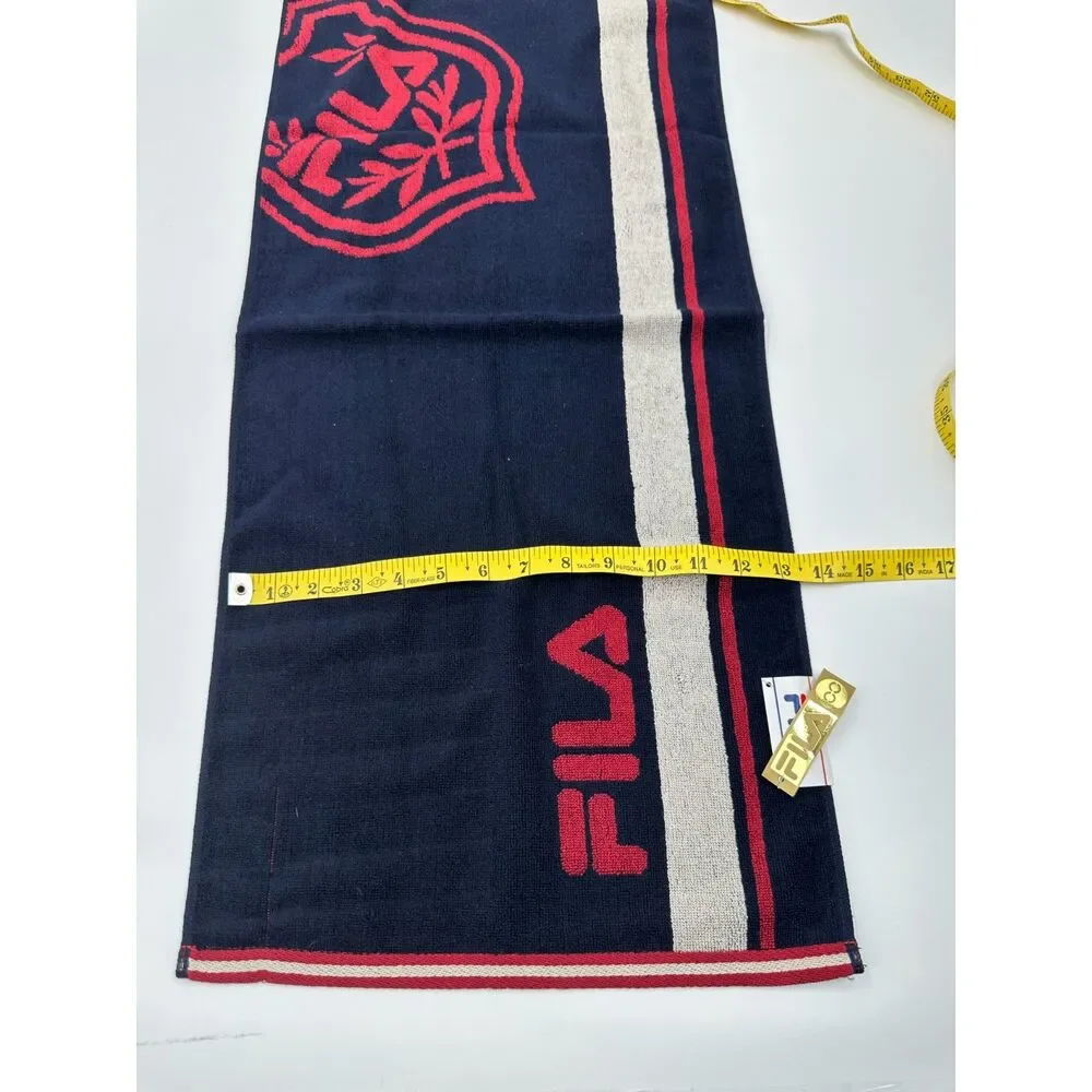 Fila Japan Personal Towel 100% Cotton 30 x 13 Rectangular w/ Stripe NWT